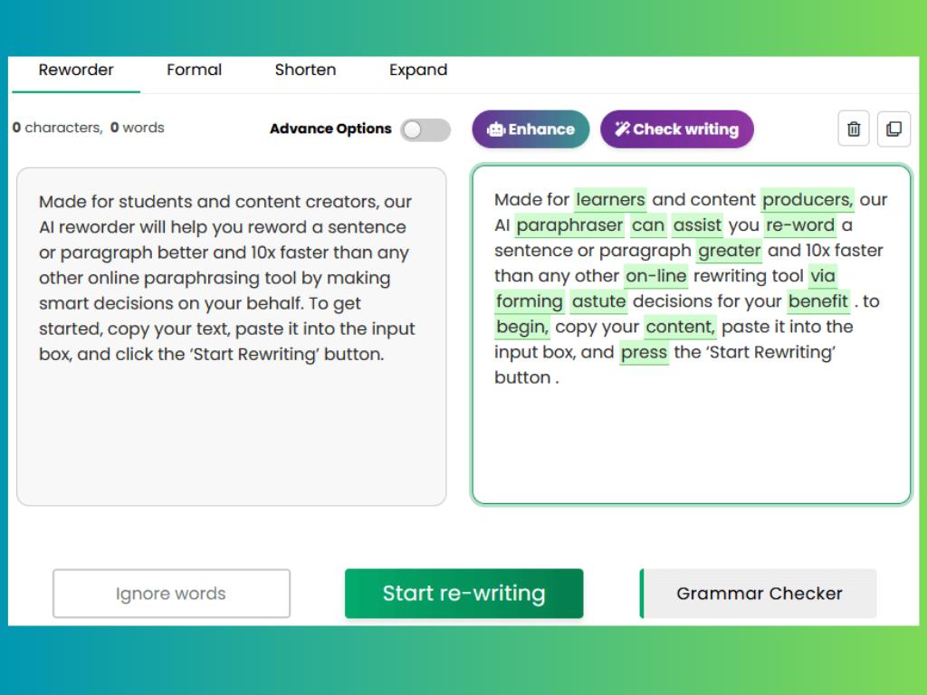 AI文章改写工具界面