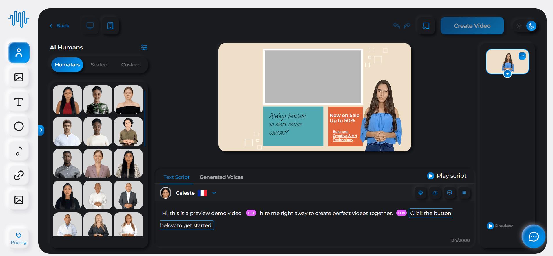 AI视频剪辑界面
