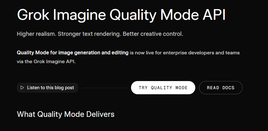 xAI 发布 Grok Imagine 质量模式 API：视觉生成迈入写实新纪元